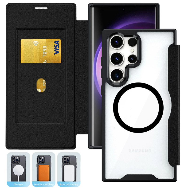 หรูหราธุรกิจพลิกช่องเสียบการ์ดแม่เหล็กหนัง PU เคสโทรศัพท์สําหรับ Samsung Galaxy S25 Ultra S24 S23 Ultra Plus S23FE A54 โปร่งใสกันกระแทกปกแข็ง ราคา ถูกที่สุด ดีลบีเคเค แกลเลอรีภาพที่ 8