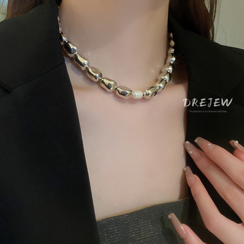 เดรช โลหะใหม่ของเกาหลีใต้โอ้อวดชนกลุ่มน้อยเค้นคอเครื่องประดับแฟชั่นทั้งหมดลูกปัดสร้อยคออารมณ์ที่เรียบง่ายผู้หญิง - รูปที่ 3