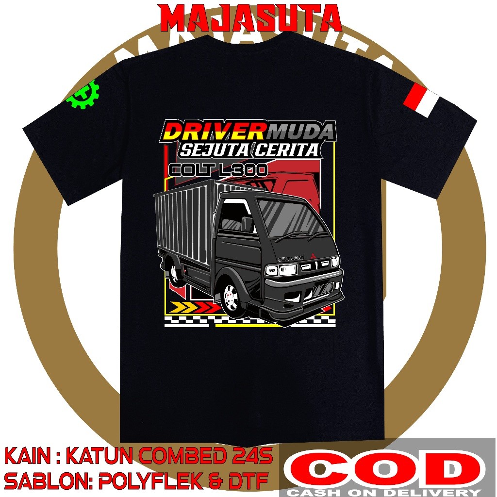 เสื้อยืด Mitsubishi YOUNG DRIVER L300 กล่อง GREETINGS ONE ASPAL THREE PEDAL KAOSKEREN KAOSDISTRO