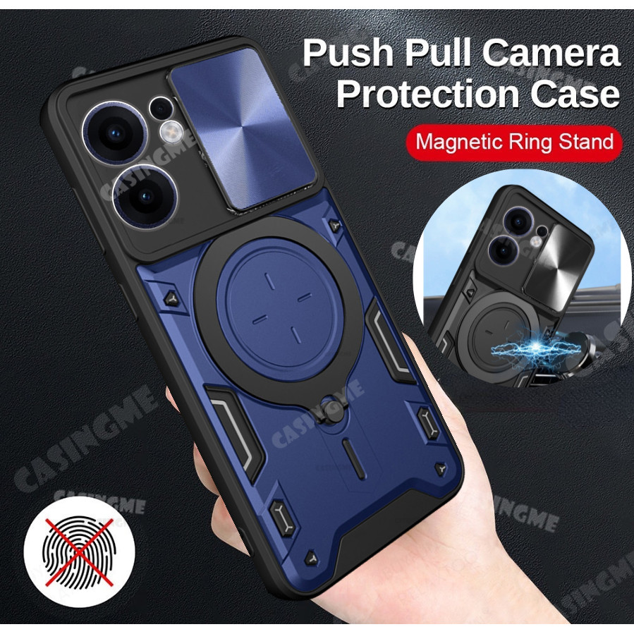 Oppo Reno13 F 5G 2025 เกราะกันกระแทก Push ดึงกล้องปกป้องปลอกสําหรับ OPPO Reno 13 Reno13F Reno13 F 13F OppoReno13F 5G 4G เปลือกรถแหวนแม่เหล็กฝาหลังเคสโทรศัพท์