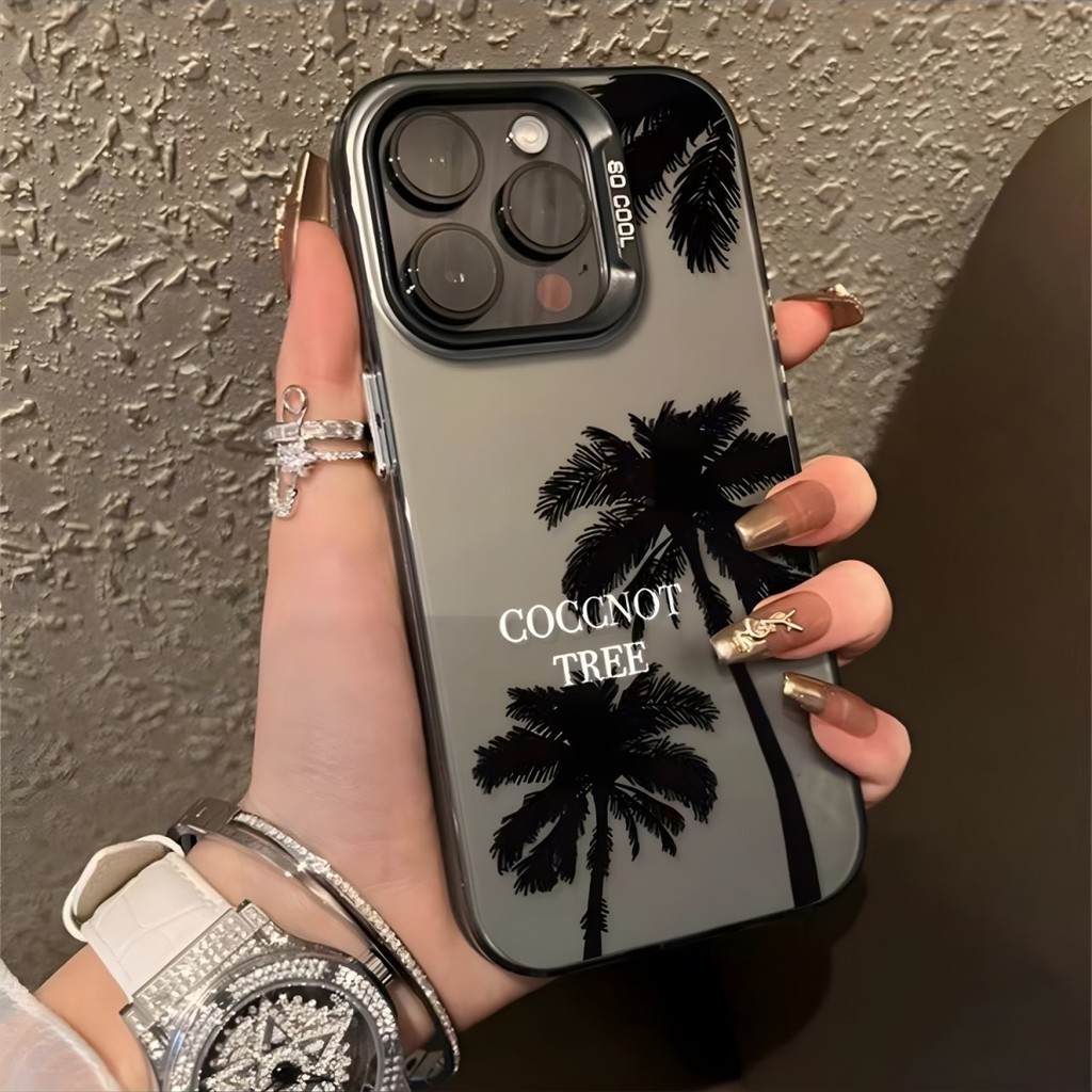 🔥COD🔥เคส IPhone 11 12 13 14 15 16 Pro MAX 14 15 16 Plus XR SE2 3 XSmax X 7PLUS เคสโทรศัพท์แฟชั่นรูปต้นมะพร้าวเรียบง่าย