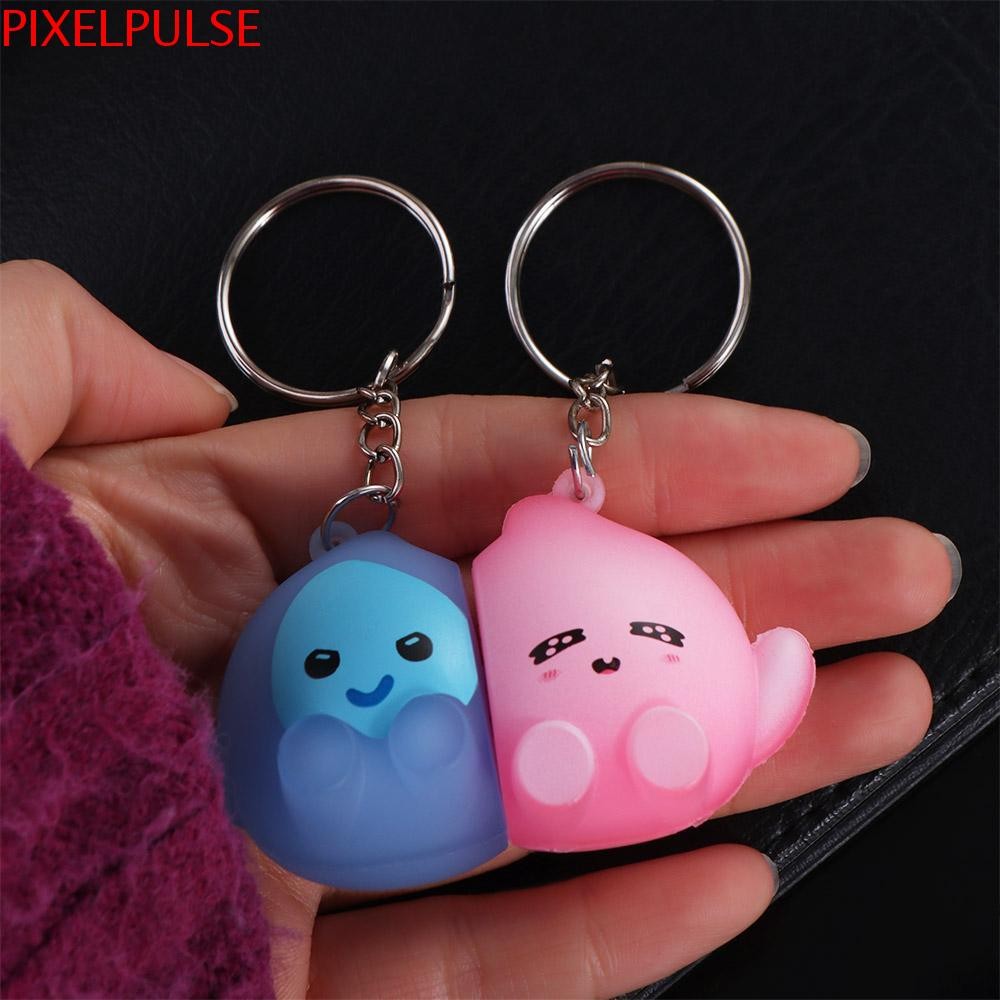 Pixelpulse พวงกุญแจเรืองแสงในที่มืด, อุปกรณ์เสริมแขวนพวงกุญแจดูดแม่เหล็กน่ารัก, Kawaii สัตว์ PVC การ์ตูนคู่พวงกุญแจของขวัญ