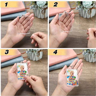 1-5 ชิ้น ตะขอก้ามปู กรอบรูปพลาสติกเปล่าพวงกุญแจจี้ภาพของที่ระลึกตกแต่ง DIY กุญแจของขวัญ