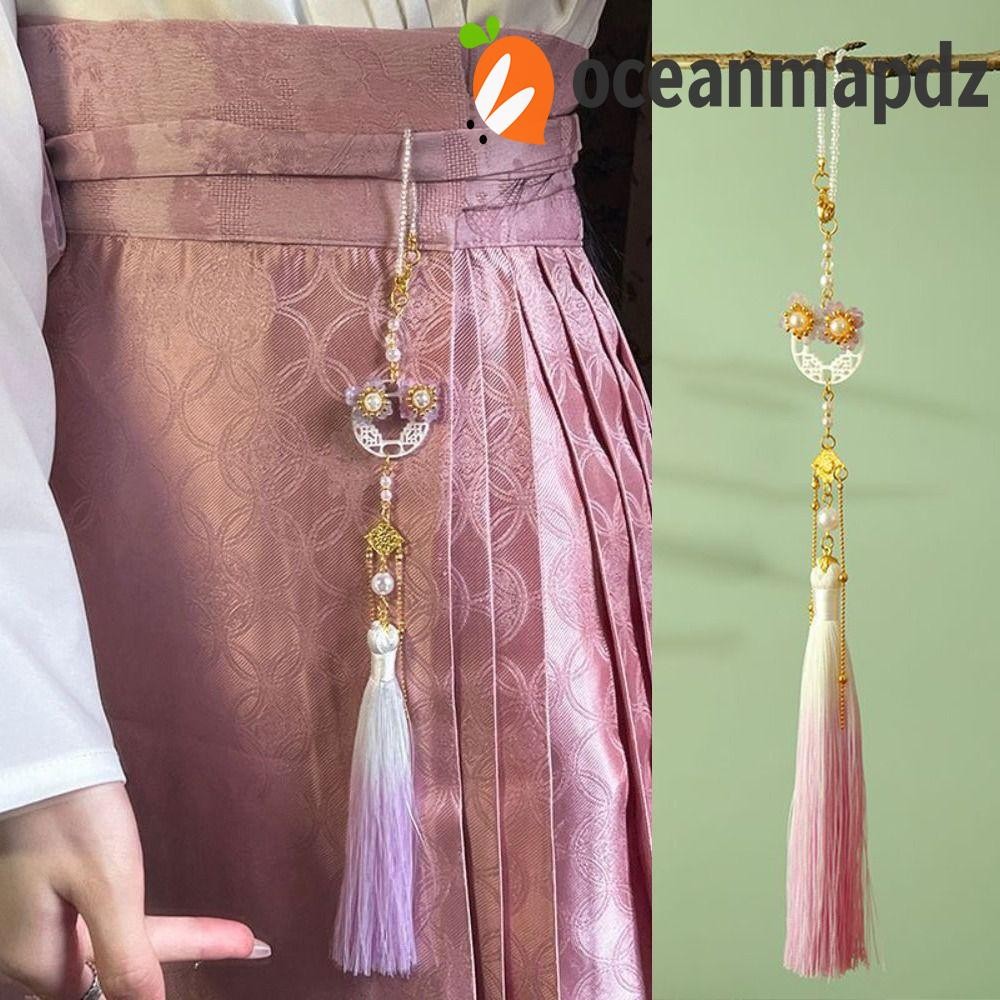 Oceanmapdz Hanfu พู่จี้, จีนสไตล์โบราณ Hanfu ชุดสวมใส่, เครื่องแต่งกายวินเทจสาวแขวนเอวเครื่องประดับพวงกุญแจ