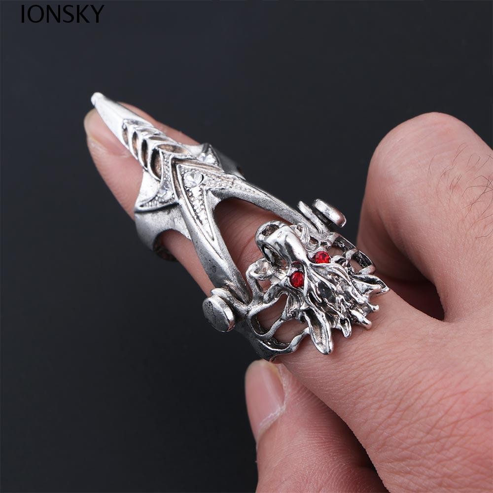 Ionsky แหวนมังกร Hip Hop อินเทรนด์ Retro Gothic Skull โลหะผสมหญิงชาย Knuckle แหวน
