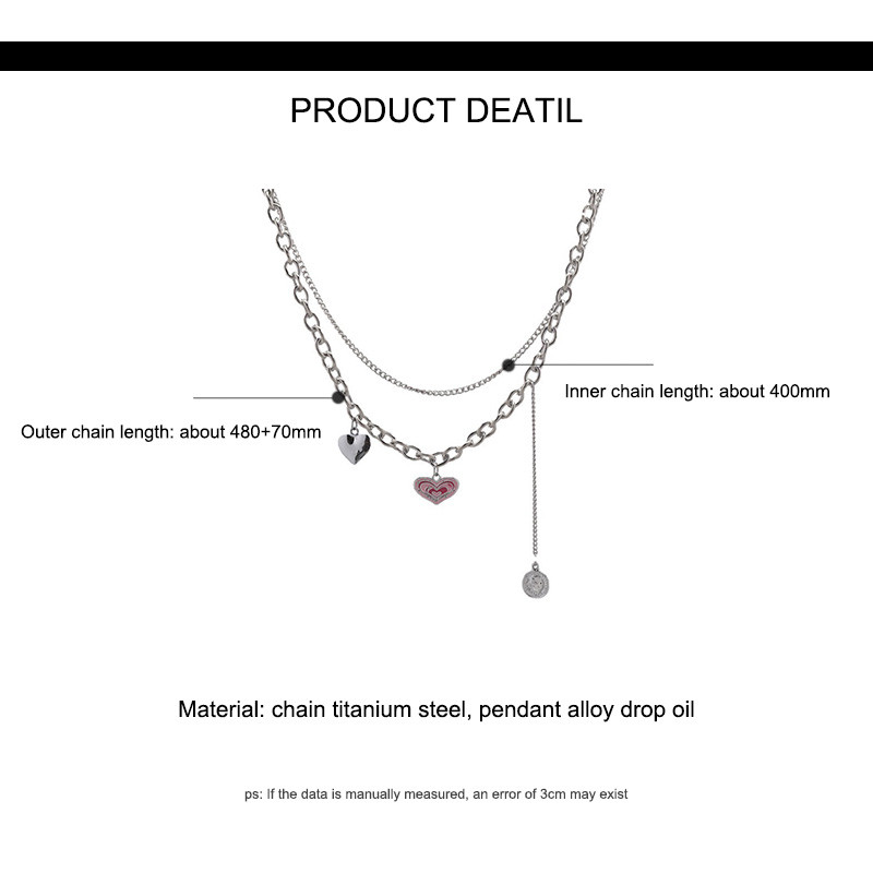 Colorfield สร้อยคอรักระดับไฮเอนด์ซ้อนกันสองชั้นในโซ่ไหปลาร้าบุคลิกภาพ Hip Hop - รูปที่ 6