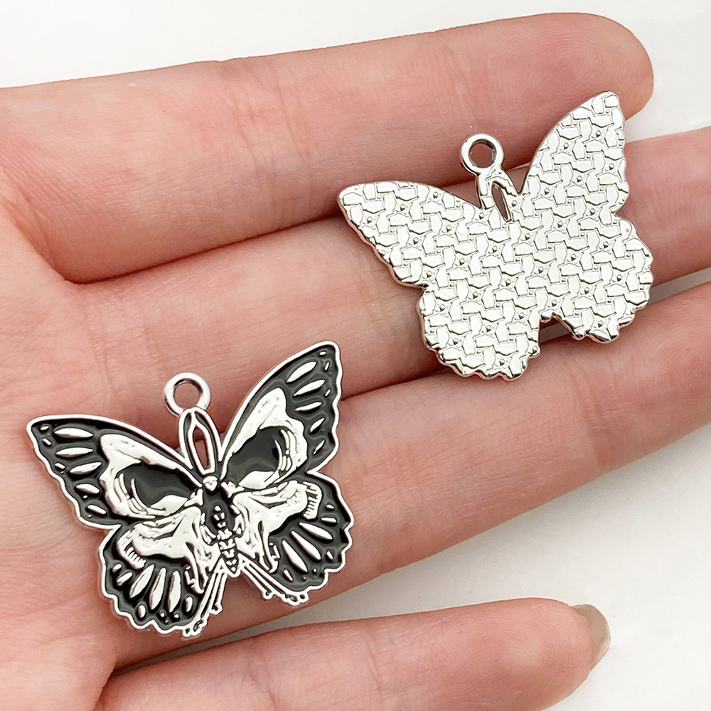 จี้โลหะผสมรูปหัวกะโหลกผีเสื้อหัวใจสีขาว K สไตล์โกธิคสีเข้ม DIY เครื่องประดับทำมือ - รูปที่ 5