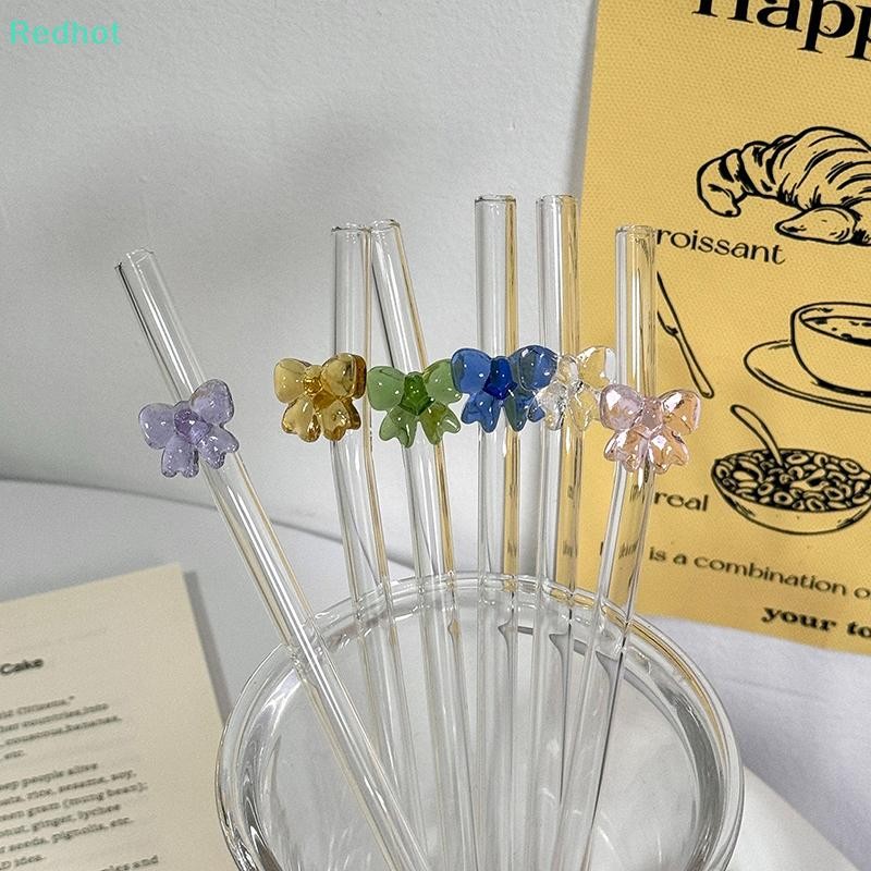 <เรดฮอท> 1ชิ้น8มิลลิเมตรหลอดแก้ว,นํามาใช้ใหม่ดื่มหลอดน่ารักผีเสื้อทนความร้อนฟางสําหรับเทศกาลพรรคแต่งงานค๊อกเทลบาร์ชายหาดขาย