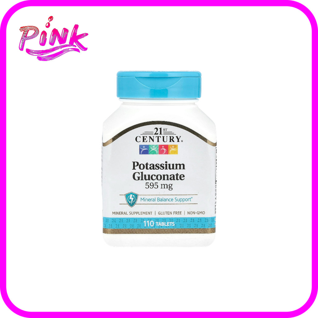 📢พร้อมส่ง 🔔  21st Century Potassium Gluconate, 595 mg, 110 Tablets