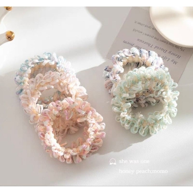 ยางยืดรัดผมริบบิ้น สีรุ้งหลายสี สุ่มสี - รูปที่ 3