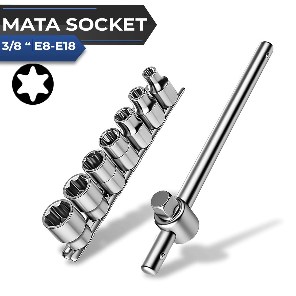 MATA ประแจกระบอกมาตรฐาน 3/8" Torx Bit Socket Bit E8-E18- WIB16