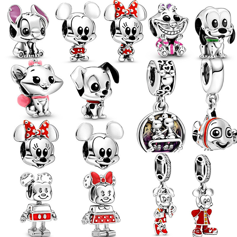 สร้อยข้อมือลูกปัดหลวม สไตล์แบบกระทะ มีปลามุขน่ารักและสัตว์น่ารัก ขนาดใหญ่ทำเอง