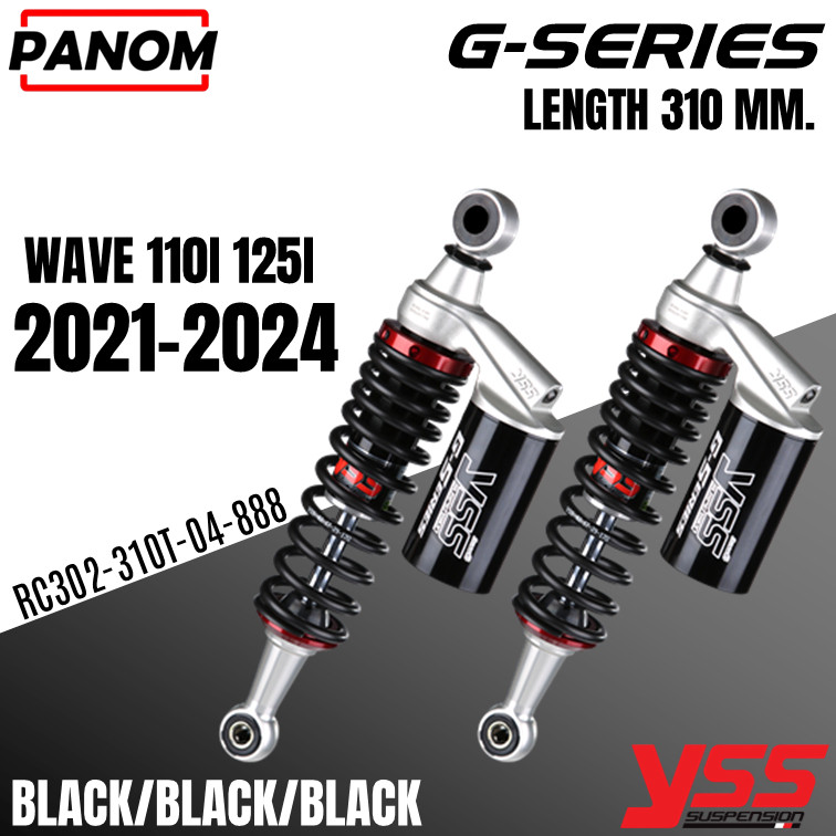 โช้คหลัง(YSS) G-SERIES L10 HO WAVE-110I, WAVE25I '21-24 สีดำ/ดำ/ดำ RC302-310T-04-888