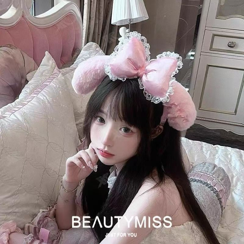 ที่คาดผมลูกไม้ Sanrio น่ารัก Melody Hello Kitty Kuromi เหมาะสำหรับ Influencer และเครื่องประดับผม