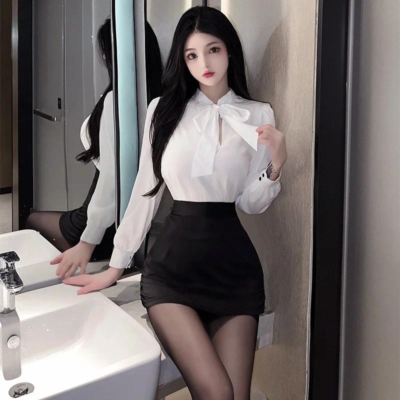 GWomen Stewardess Uniform Teacher Cosplay Mini Skirt Secretary Uniform Miss Costume Office Lady Sexy