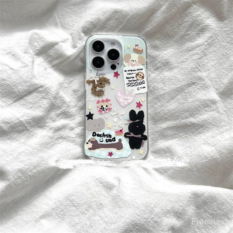 ตุ๊กตาสัตว์รูปร่าง IMD เคสโทรศัพท์สองชั้นสําหรับ Samsung S22 S25 S24 S21 S23 S22FE S21FE S24PLUS S25