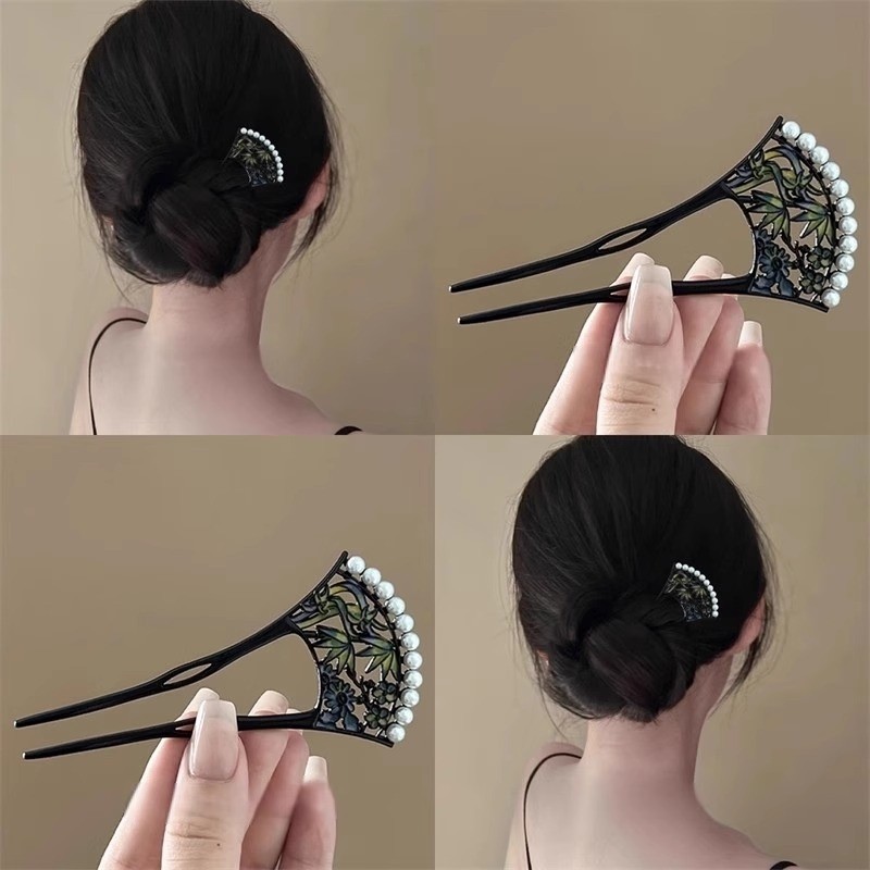 ใหม่ U-รูปร่างผม Bun Elegant Pearl โลหะ Hairpin เครื่องประดับผมสำหรับผู้หญิง