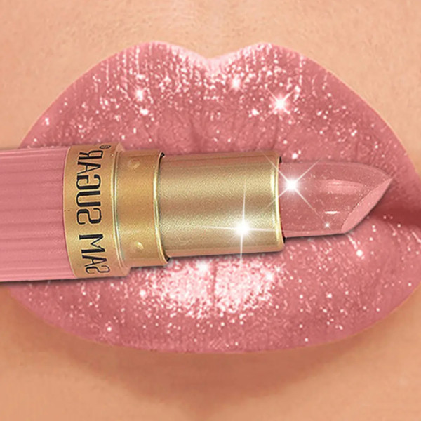 Pearlescent Pink Glitter Velvet ลิปสติกเมทัลลิคกันน้ําติดทนนาน Matte Shimmer Diamond ลิปสติกผู้หญิงแต่งหน้าเครื่องสําอาง