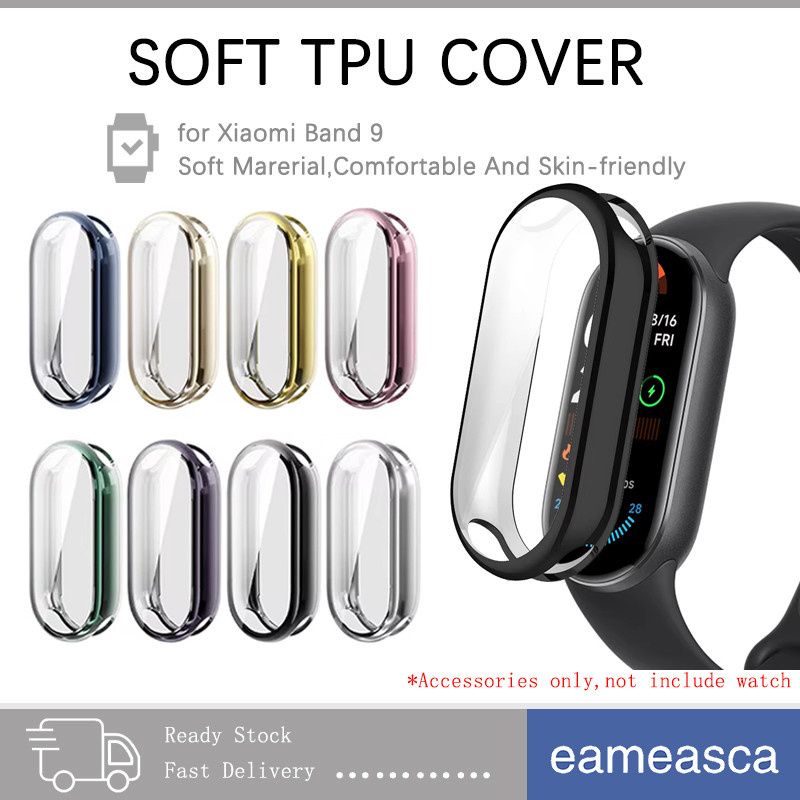 TPU อ่อนด้วยกรณีฟิล์ม for Xiaomi Smart Band 9 8 สมาร์ทว็อช ป้องกันหน้าจอป้องกัน Gores for Miband 9 8 NFC