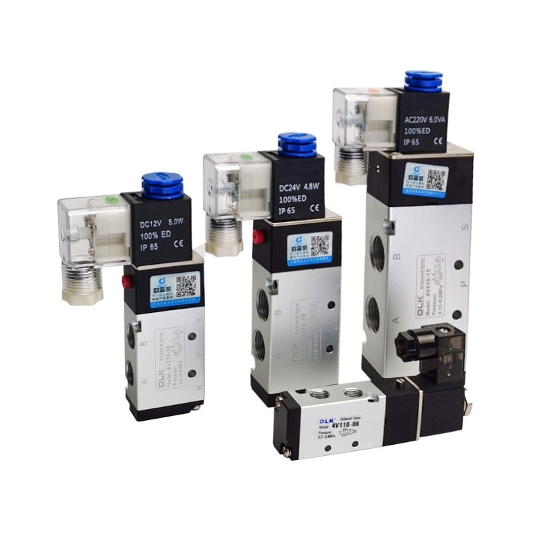 4V210-08 4v110-06 นิวเมติก 5 Way Air วาล์ว 5/2 แม่เหล็กไฟฟ้า DC12V DC24V Solenoid วาล์ว Controller A