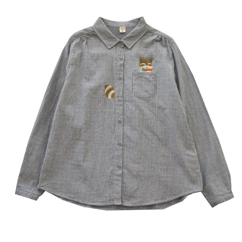 เสื้อผ้าฝ้าย 100% คุณภาพสูงฤดูใบไม้ร่วงใหม่ปักวรรณกรรมและศิลปะอายุ-ลดเสื้อได้รับการสนับสนุนลายฤดูใบไม้ร่วงใหม่พร็อพผ้าฝ้ายและผ้าลินินสไตล์เสื้