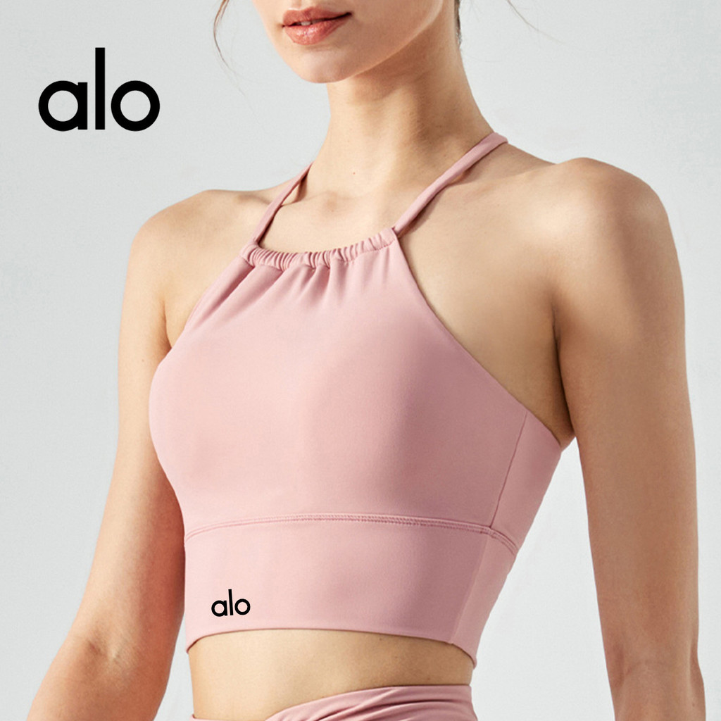 Alo Yoga เสื้อกีฬาสตรี สายคอ หลังเปิดสวย ป้องกันการสั่นสะเทือน สำหรับวิ่ง โยคะ ใส่เที่ยวได้