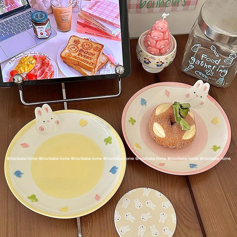 จานเซรามิก จานของหวาน กระต่าย3d ของขวัญวันเกิด พร้อมส่ง – โปรปัง