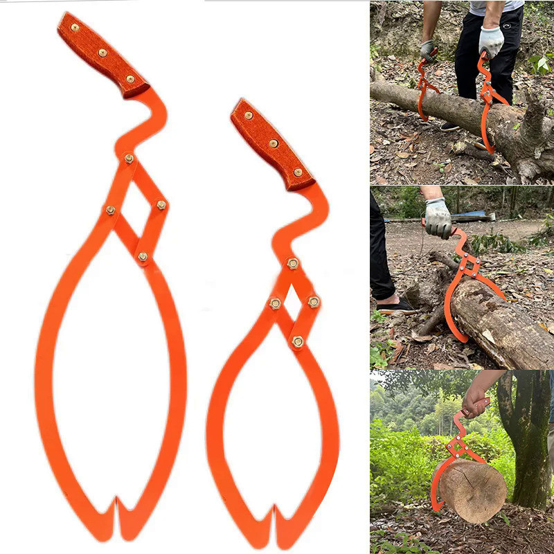 Log Tongs Hand Lifting Grapple Hook Wooden Claw Suit for Garden Wood Handling Tools Firewood Tongs L