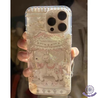 การ์ตูนม้าหมุนแกะน่ารักรูปแบบเปลือกอ่อน เคส IPhone 11 17 AIR 16 15 13 14 12 Pro Max X XS XR 8 16 7 15 14 Plus SE 2020