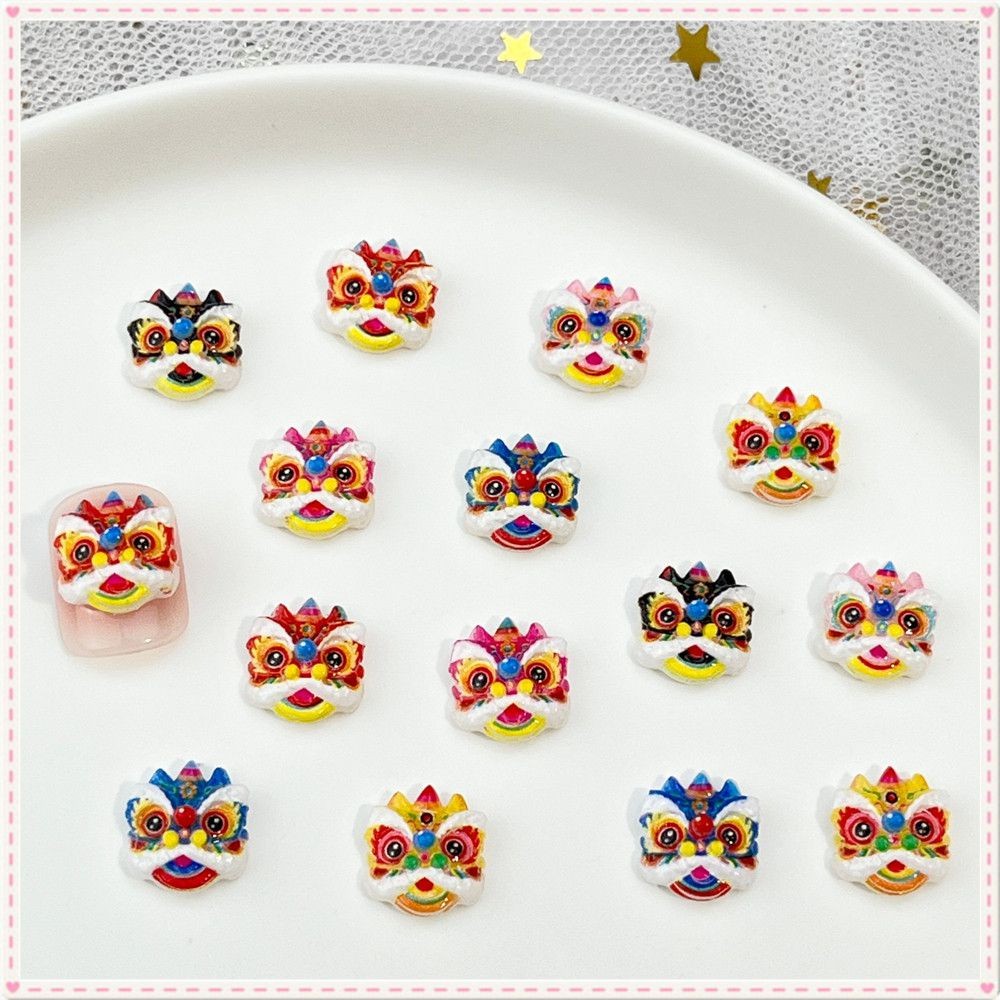 20pcs Nail Art New Year Jewelry Chinese Style Lion Dance Spring Festival Resin Charm Cute Cartoon Nail Decoration Manicure Tool For Nail Shop JOYFEEL