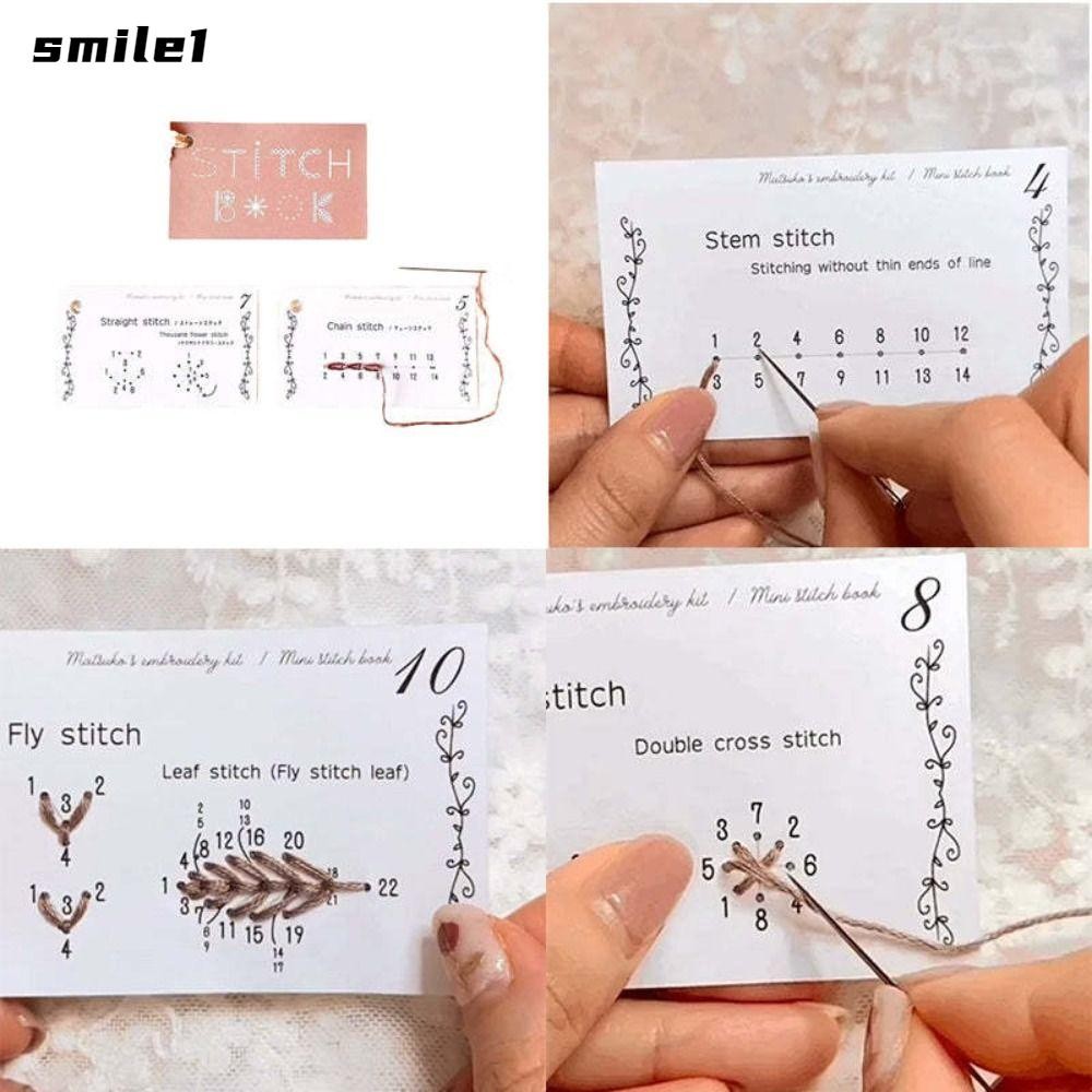 รอยยิ้มสร้างสรรค์มินิเย็บหนังสือ,ผลิตภัณฑ์ทํามือเย็บปักถักร้อยเย็บหนังสือชุดงานฝีมือ,อุปกรณ์เย็บผ้า ทําเอง งานฝีมือการ์ดเดินทางชุดเย็บผ้าสําหรับผู้ที่ชื่นชอบการ
