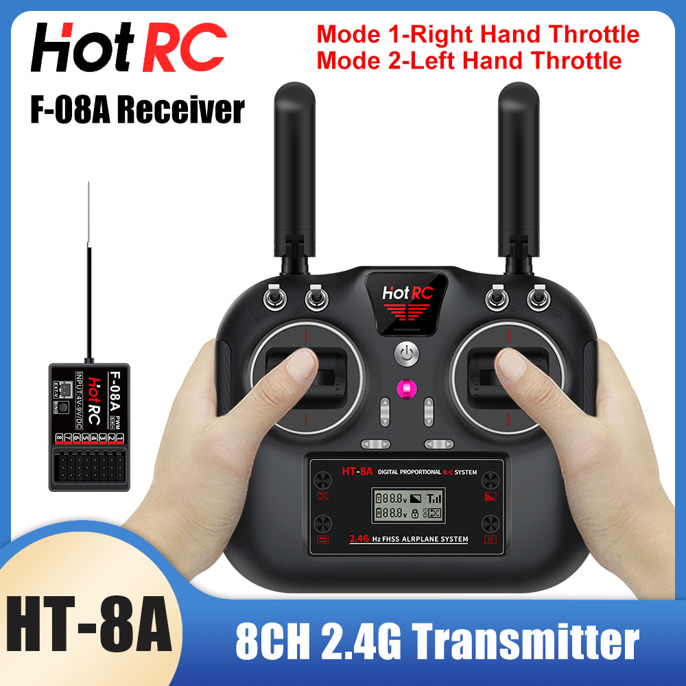 HotRC HT-8A RC TransmitterA พร้อม F-08A ตัวรับสัญญาณเหมาะสําหรับ RC Drone รีโมทคอนโทรล,HT-10A RC เคร