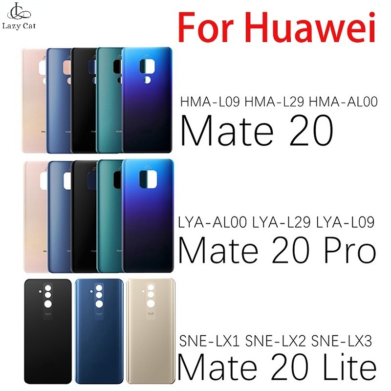 ด้านหลังประตูสําหรับ Huawei Mate 20 Mate 20 Pro 20 Lite แบตเตอรี่ฝาหลังแผงกระจกฝาครอบแบตเตอรี่ Mate20 เปลี่ยน