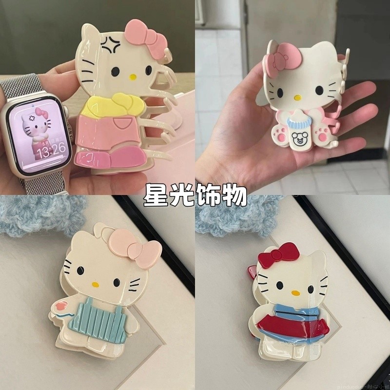 น่ารัก Girly Heart~helloKitty Cat Grab Clip Niche Sweet Cartoon Shark Clip เครื่องประดับผม Back Head