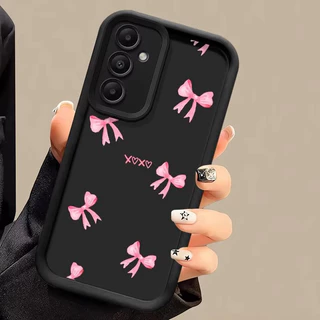 เคส For Samsung A57 A37 A06 A16 A54 A55 A05 A05S A15 A35 A53 A52 A56 A32 A14 A36 A26 เคสซิลิโคนอ่อนนุ่ม ลายโบว์สีชมพู