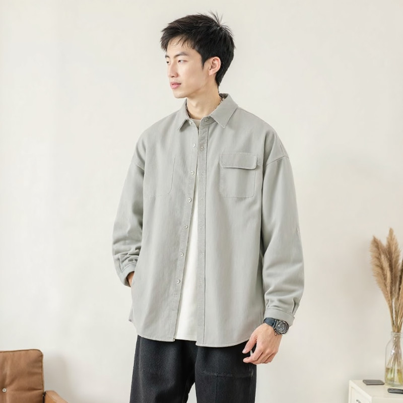 Eershenshi เสื้อเชิ้ตผู้ชายอินเทรนด์ Vibe สไตล์เกาหลี Pu Shuai เสื้อเชิ้ตผู้ชายสไตล์อเมริกัน ราคา ถูกที่สุด ดีลบีเคเค แกลเลอรีภาพที่ 7