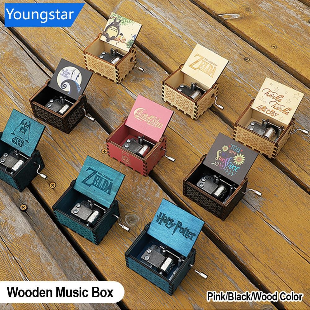 FFY 18 รูปแบบกล่องดนตรีไม้คริสต์มาส Godfather Totoro Jurassic Park เซเลอร์มูนอะนิเมะภาพยนตร์ Series Happy Birthday Kids Music Box