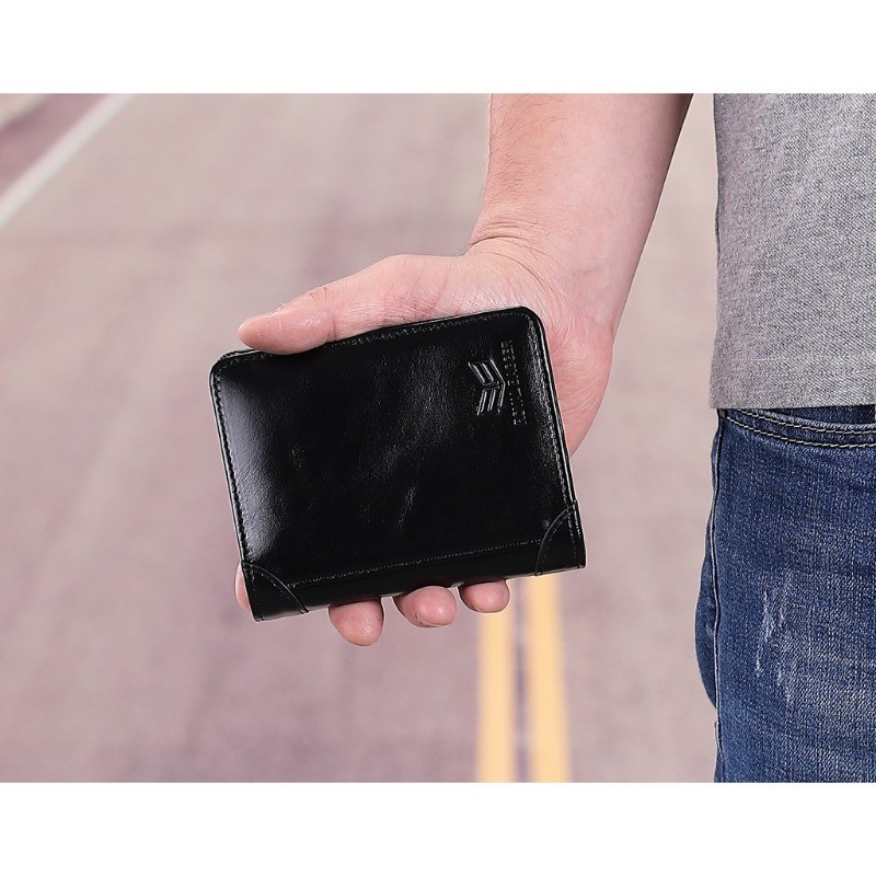 Royal Bagger Rfid Block กระเป๋าสตางค์ หนังวัวแท้ ใบสั้น สไตล์ธุรกิจ สําหรับผู้ชาย