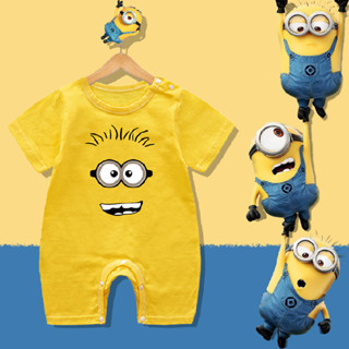 การ์ตูนมินเนี่ยนพิมพ์บอดี้สูทเด็กตลกมินเนี่ยนแสดงออกทารกแรกเ…