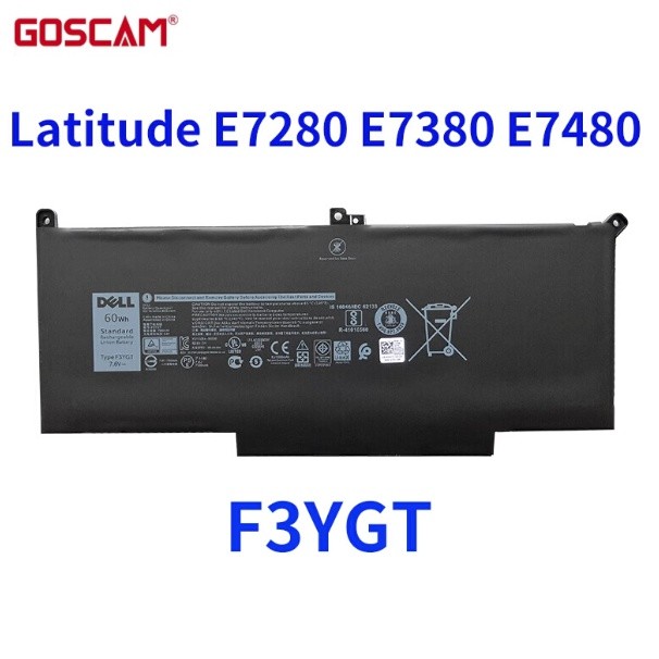 ✿Dell Latitude 7290 7380 7390 E7480 E7490แบตเตอรี่60wh F3YGT 4เซลล์