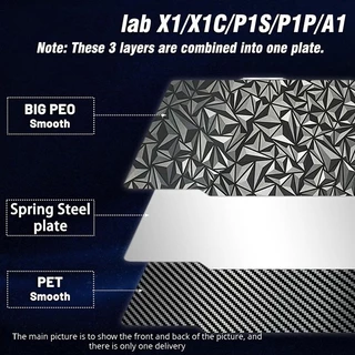 3D เครื่องพิมพ์ PEO PET Build Plate สําหรับ Bambu-Lab X1/X1C/X1E/P1P/P1S/A1 3D เครื่องพิมพ์, PEO + คาร์บอนไฟเบอร์ PET Surface257x257x257 มม.