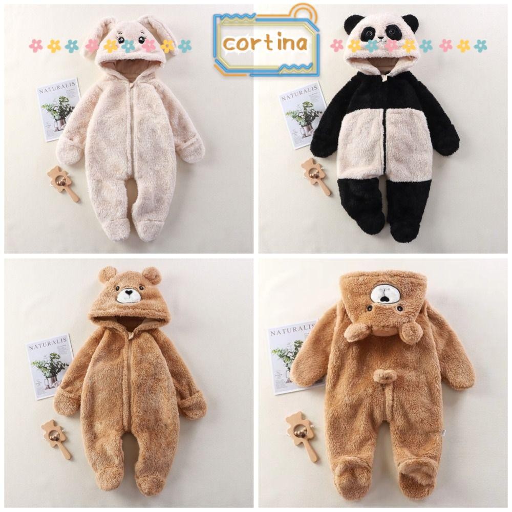 Cortina Hooded ทารกแรกเกิด Romper,ฤดูใบไม้ร่วงฤดูหนาวสําหรับสาวเด็กทารก Jumpsuits Nightgown,คุณภาพสูงชุดนอน Warm Plush ทารกเสื้อผ้า