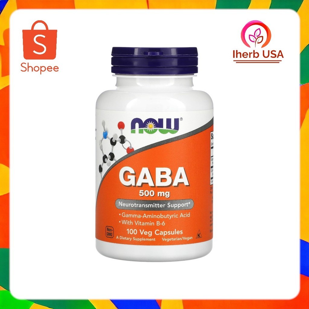 NOW Foods, GABA with Vitamin B-6, 500 mg, 100 Veg Capsules