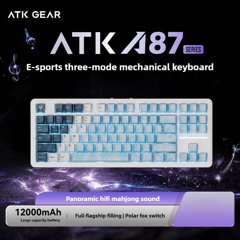 ATK A87 Gaming Wireless Three Mode Mechanical Keyboard Wired/2.4G/Bluetooth Gasket Customized Keyboa