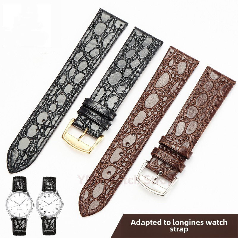 สายหนังสไตล์ดั้งเดิมสำหรับ Longines La Grande Classique/DolceVita - 13/18/20มม. สายหนังลูกวัวนูนลายจ