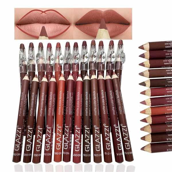 อายไลเนอร์ inn อายไลเนอร์ สไตล์ใหม่ 12 สี Matte Lip Liner Matte Matte Non-Stick Cup ลิปสติกปากกา Hoo