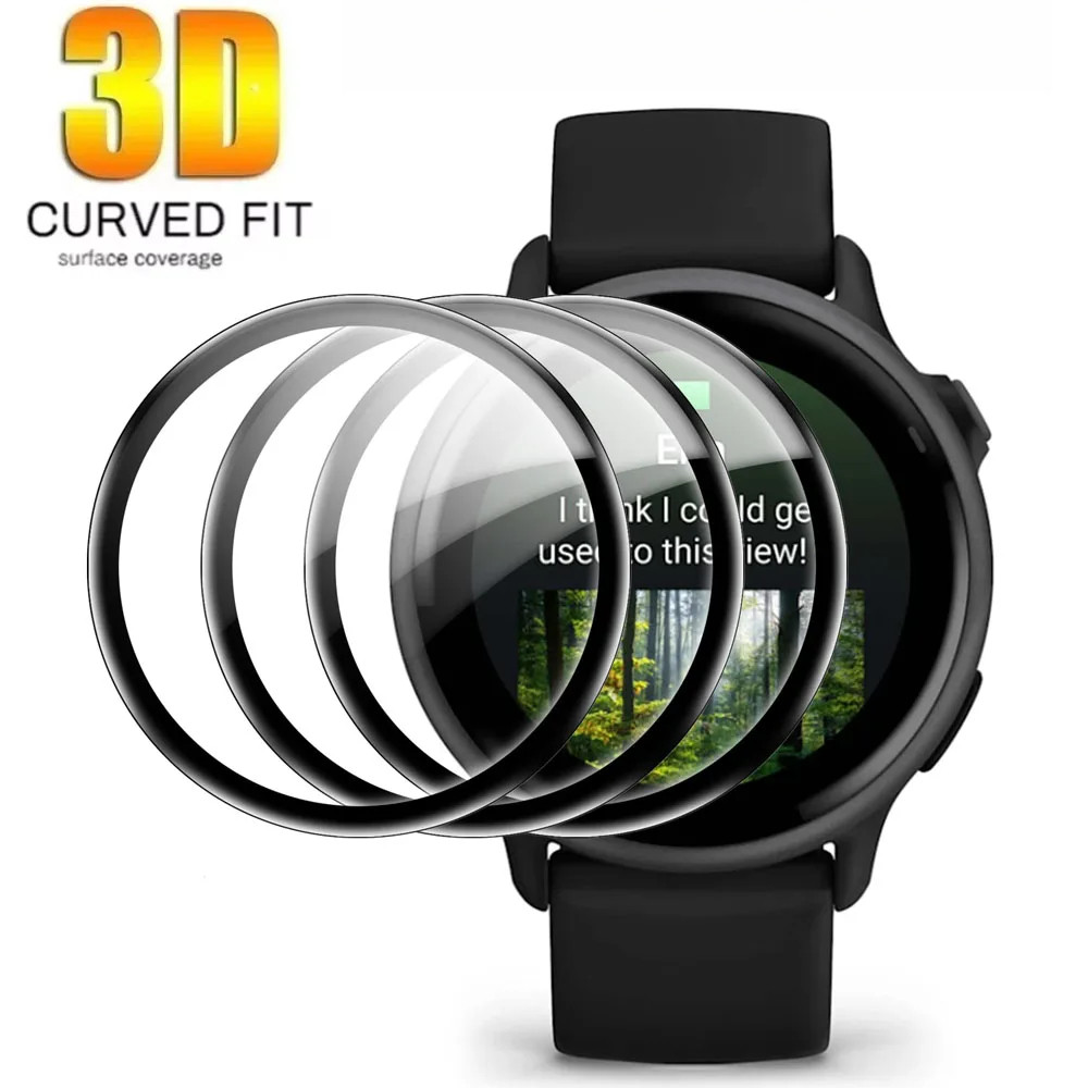 ตัวป้องกันหน้าจอขอบโค้งสําหรับ Garmin Vivoactive Vivosmart Vivomove Vivoactive 4 4S 5 6 Sport Trend ฟิล์มกระจกนิรภัย