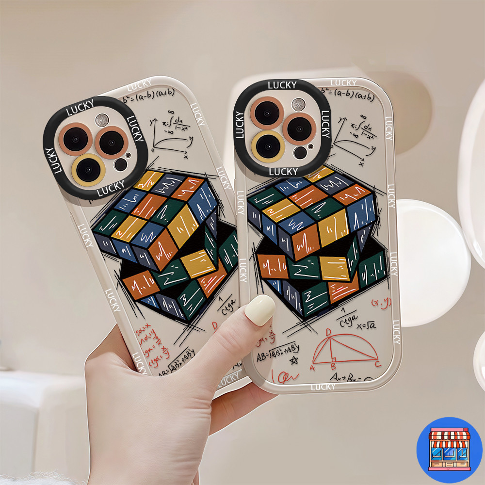 พร้อมส่ง เคสสำหรับไอโฟน12 ลายลูกบาศก์ของรูบิค เท่ๆ เคสครอบเต็มกล้อง For IPhone 11 13 12 14 15 16 Pro