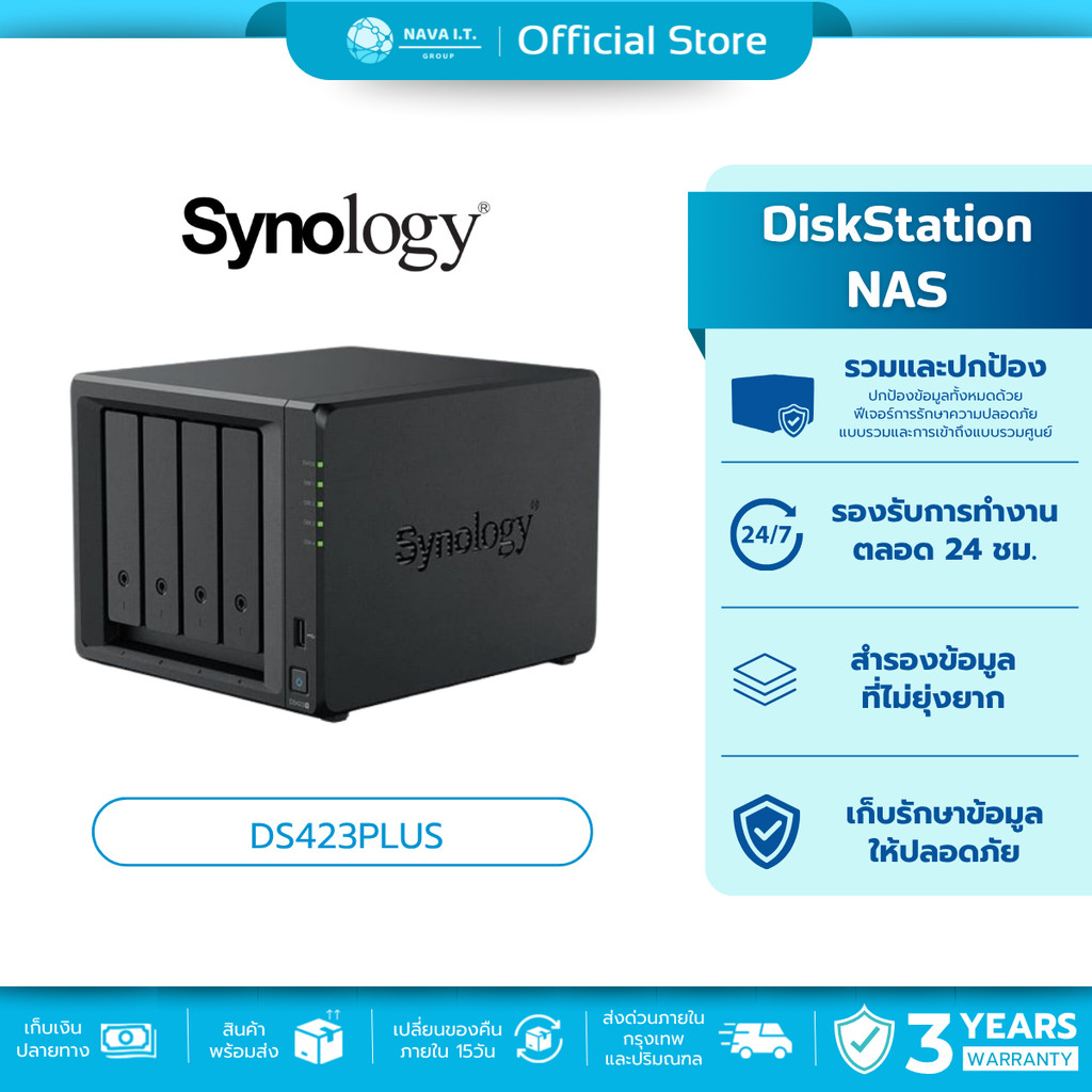 SYNOLOGY DiskStation DS423PLUS (SNG-DS423PLUS) (พื้นที่จัดเก็บข้อมูลขนาดกะทัดรัด)