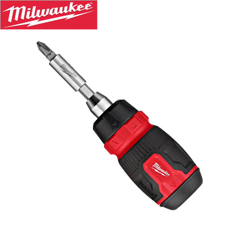 Milwaukee 48-22-2913A 8-in-1 Ratcheting Compact Multi-Bit ไขควง Handle Storage อุปกรณ์เสริมเครื่องมือคงที่